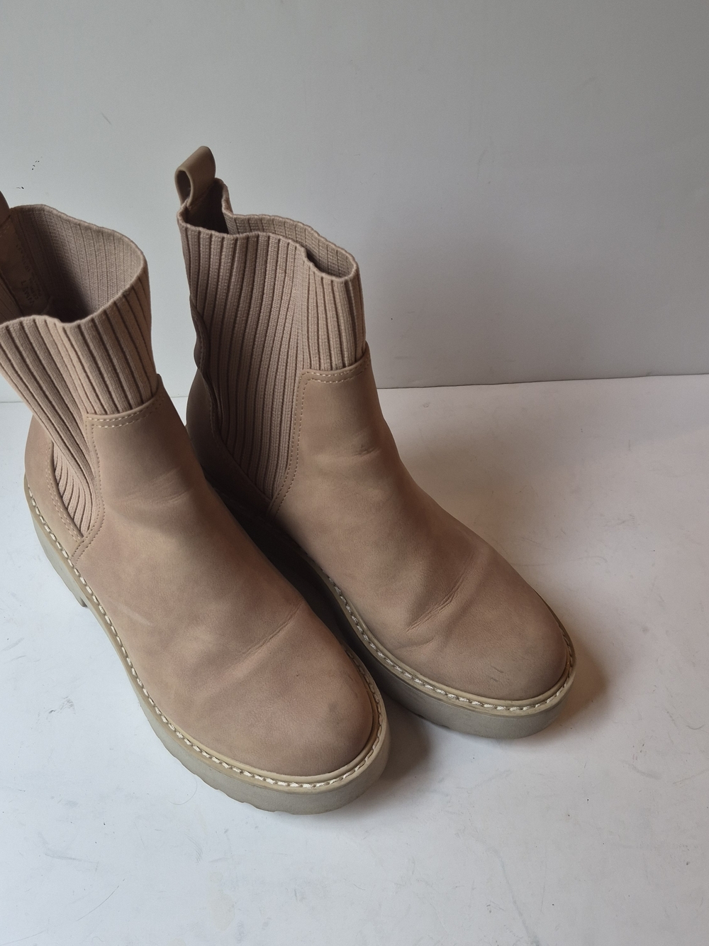 Dolce Vita Taupe Slip-On Platform Chelsea Booties